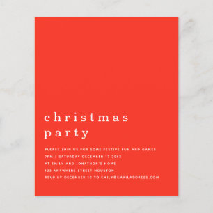 Budget Minimal Red White Christmas Party Einladung