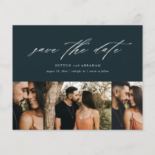 Budget Minimal Script 3 Foto Save The Date Flyer