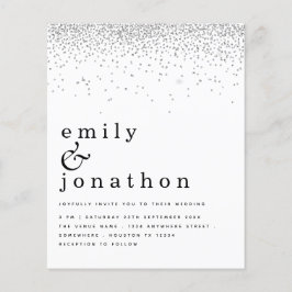Budget Minimal Silver Glitzer Einladung Hochzeit