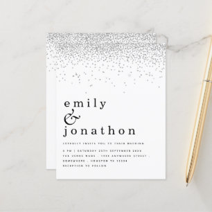 Budget Minimal Silver Glitzer Einladung Hochzeit