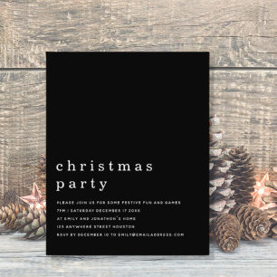 Budget Minimal White Black Christmas Party Einladu