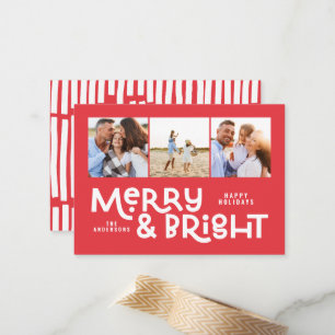Budget minimale Typografie 3 Foto Weihnachten Mitteilungskarte