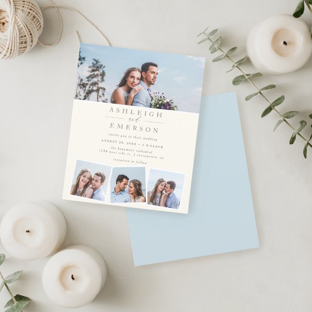 Budget Minimalist Beige Photo Collage Wedding (Von Creator hochgeladen)