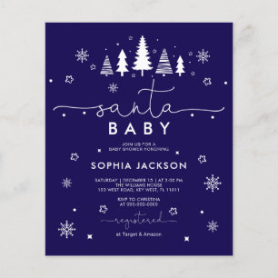 Budget-Minimalist-Blue-Santa-Baby-Einladung