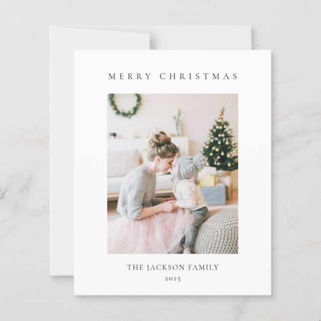 BUDGET Minimalist Merry Christmas Family Photo (Vorderseite)