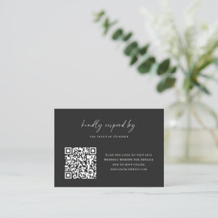 Budget-Minimalist Schwarzes Schrift-RSVP-QR-Code O Mitteilungskarte