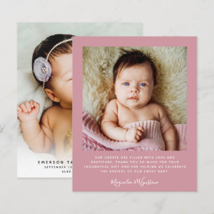 Budget minimaliste Photo Pink Baby Carte de remerc
