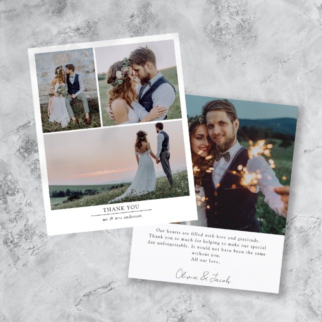 Budget Minimalistisch 4 Foto Hochzeit Danke Karte (Von Creator hochgeladen)