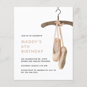 Budget Minimalistisch Ballet Ballerina 6. Geburtst Flyer