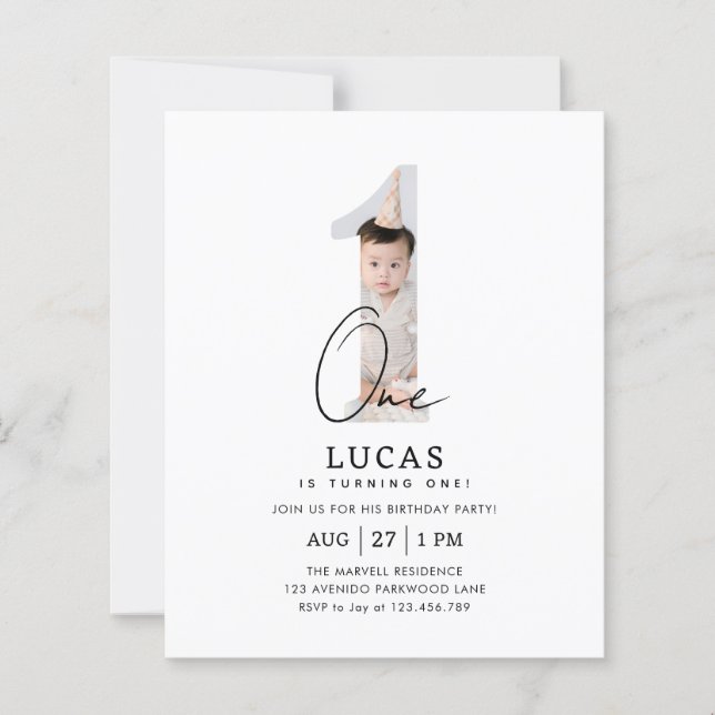 BUDGET Minimalistisch Boho 1. Brithday Foto (Vorderseite)