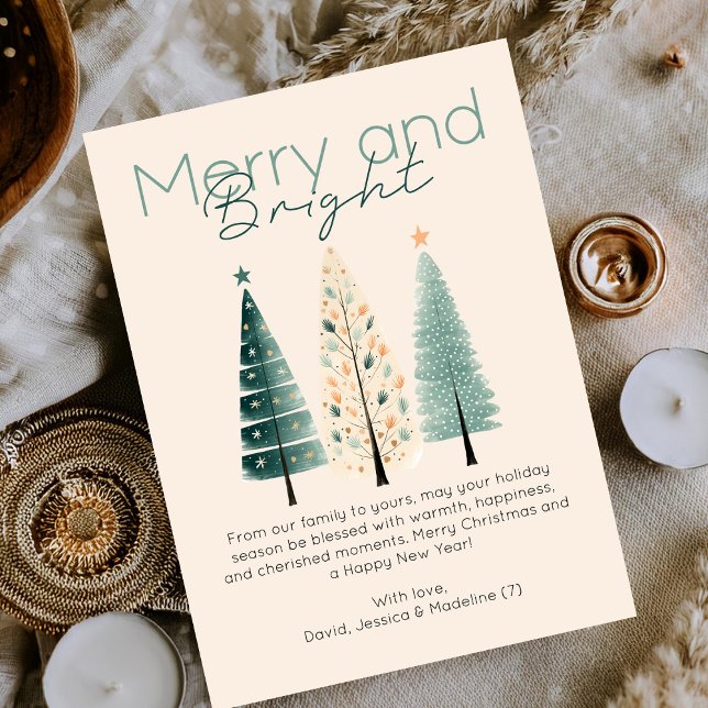 Budget Minimalistisch Boho Hand gezeichnete Weihna Mitteilungskarte (Von Creator hochgeladen)