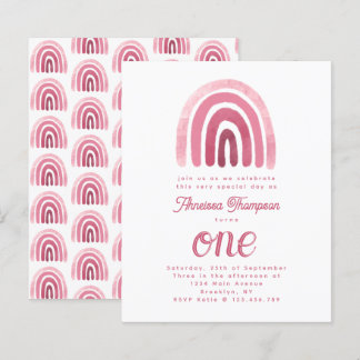 Budget Minimalistisch Boho Pink Rainbow Erster Geb