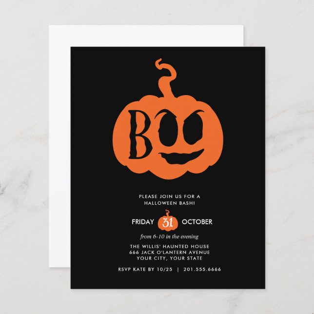BUDGET Minimalistisch BOO Halloween-Bash-Party (Vorne/Hinten)
