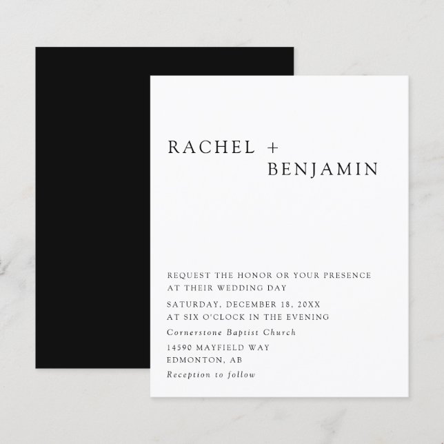 Budget Minimalistisch Elegante Hochzeit Schwarz-we (Vorne/Hinten)