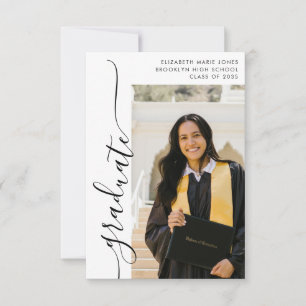 Budget Minimalistisch Graduate Foto Abschluss Card Mitteilungskarte