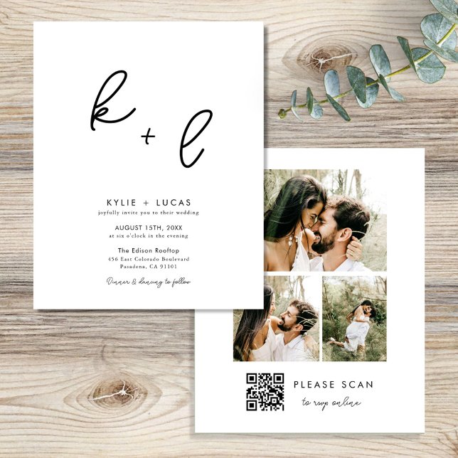 Budget Minimalistisch Qr Code Foto Hochzeit Flyer (Von Creator hochgeladen)