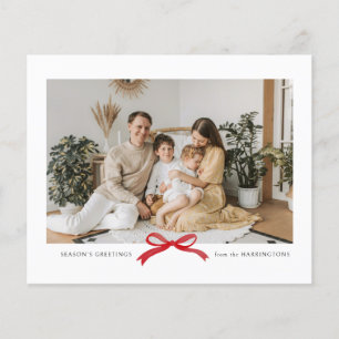 BUDGET Minimalistisch Red Bow Foto Ferienkarte