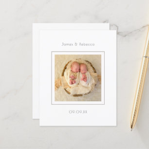 Budget Minimalistisch Twins Foto Geburtsankündigun