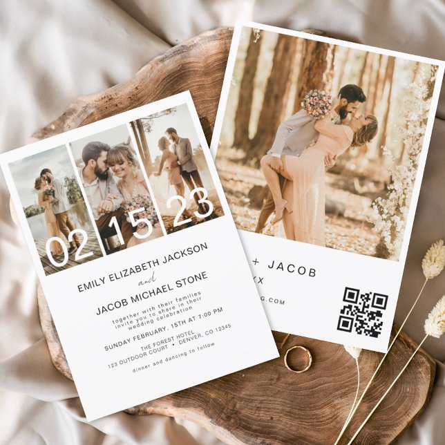 Budget Minimalistische Foto QR Code Hochzeit Einla (Von Creator hochgeladen)