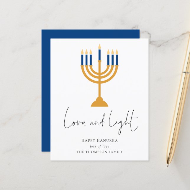 Budget Minimalistische Kerzen Liebe Light Hanukkah (Vorderseite/Rückseite Beispiel)