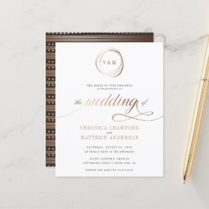 Budget Minimalistische Rose Goldtypografie Hochzei