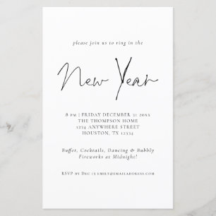 Budget Minimalistische Silvester Party Einladung