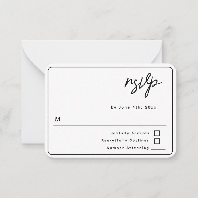 Budget Minimalistische Skripteinsätze RSVP-Karte Mitteilungskarte (Vorderseite)