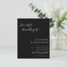 Budget Minimalistische Solid Black Wedding Einladu