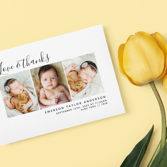 Budget Minimalistisches Foto Baby Danke Karte (Von Creator hochgeladen)