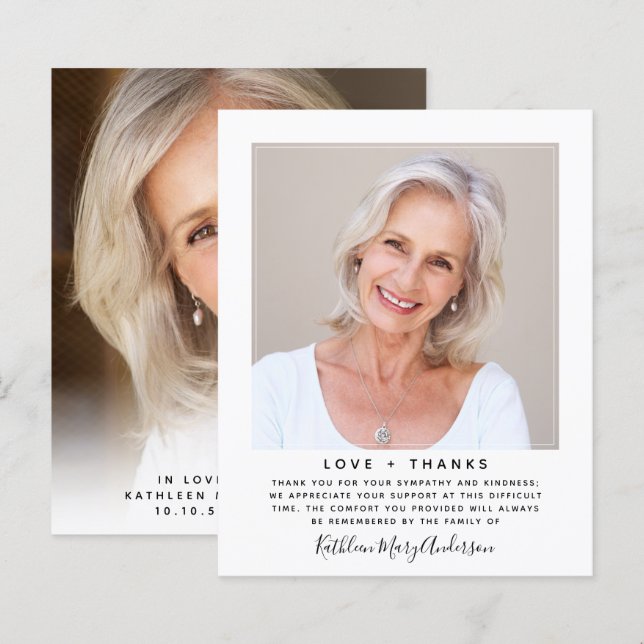 Budget Minimalistisches Foto Beileid Danke Karte (Vorne/Hinten)