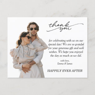 Budget Minimalistisches Foto Hochzeit Danke Postkarte