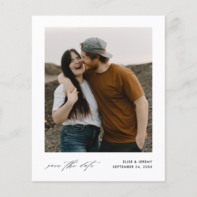 Budget Minimalistisches Foto Hochzeit speichern Da Flyer (Vorne)