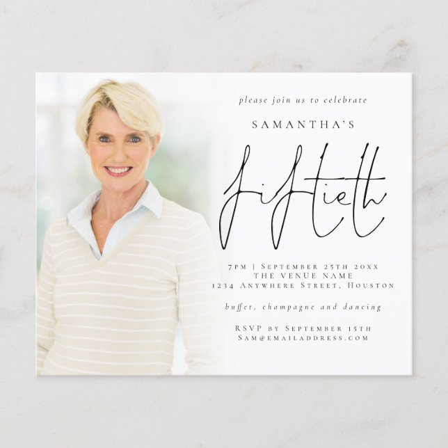 Budget Minimalistisches Foto Overlay 50. Geburtsta (Vorderseite)