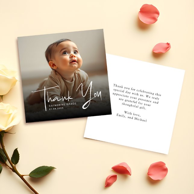 Budget Minimalistisches Script Foto Vielen Dank Mitteilungskarte (Von Creator hochgeladen)