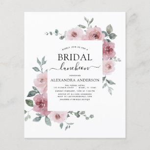 Budget Mittagessen Dusty Rose Pink Brautparty Flyer