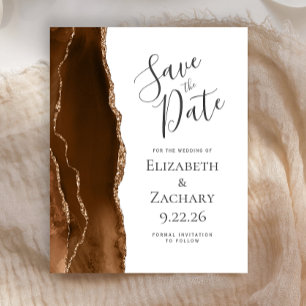 Budget Mocha Braun Gold Achat Save-the-Date-Karte