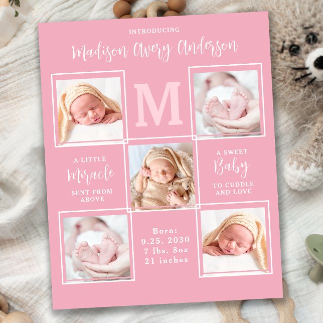 Budget Modern 5 Foto Collage Baby Girl Vielen Dank (Von Creator hochgeladen)