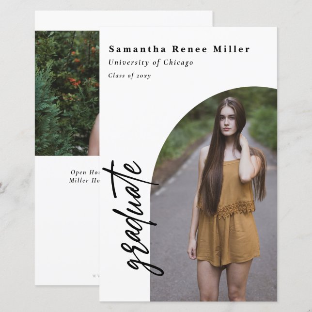 Budget Modern Arch 2 Foto Abschluss Einladung (Vorne/Hinten)