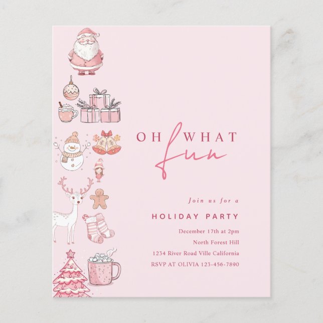 BUDGET Modern Blush Pink Weihnachten Party (Vorderseite)