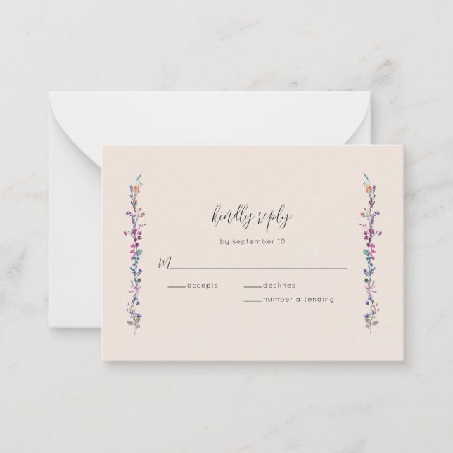 Budget Modern Boho Floral Wildblume RSVP Card Mitteilungskarte (Vorderseite)