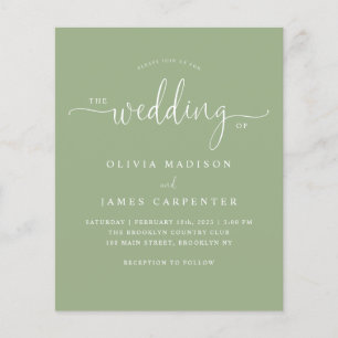 Budget Modern Boho Sage Green Foto Hochzeit Einlad