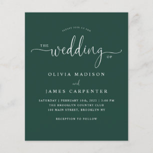 Budget Modern Emerald Green Foto Wedite Einladung