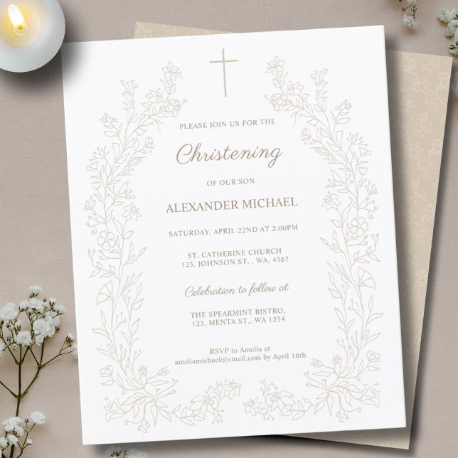 Budget Modern Floral Cross Christening Baptism (Von Creator hochgeladen)