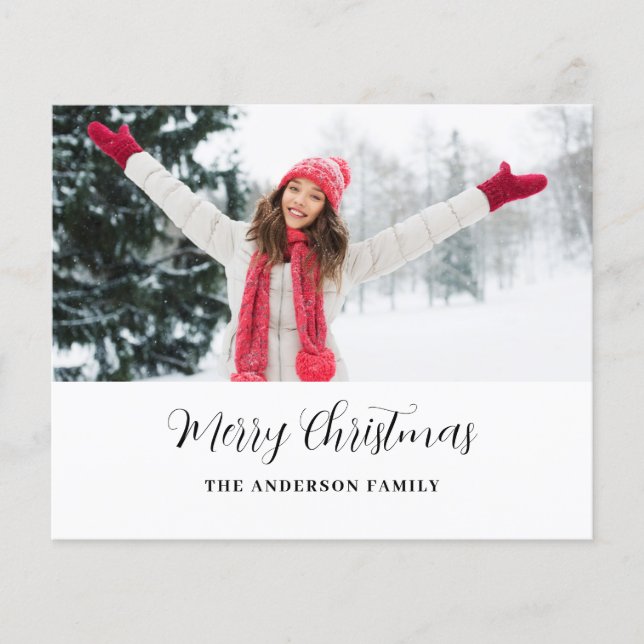 Budget Modern Foto Script Weihnachtskarte Flyer (Vorne)