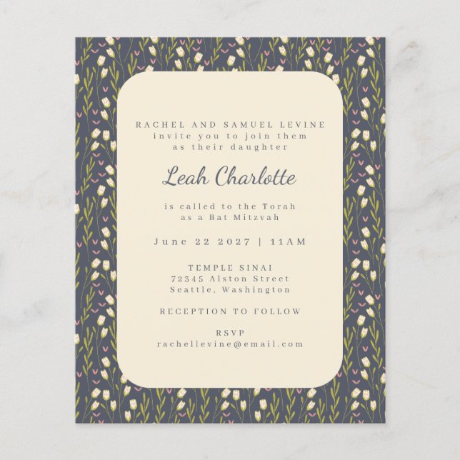Budget Modern Garden Floral Earthy Bat Mitzvah (Vorderseite)