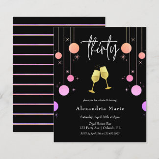 Budget Modern Gold Toast 30. Geburtstag Einladung