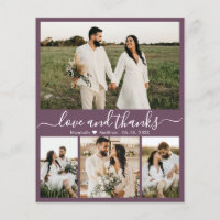 Budget Modern Mauve Foto Hochzeit Danke Karte