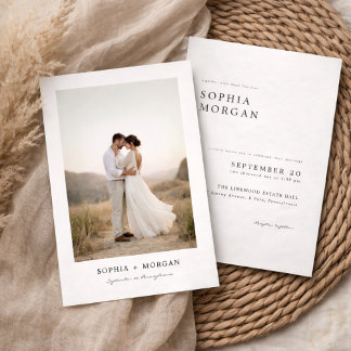 Budget Modern Minimalist Boho Photo Wedding Einladung