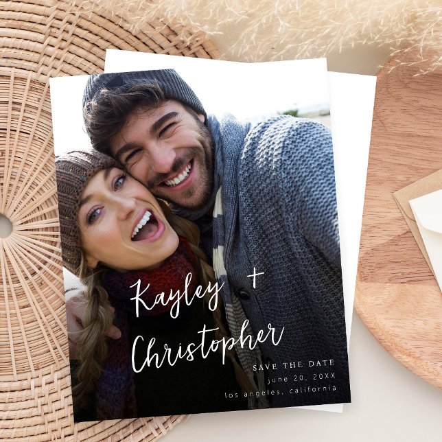 Budget Modern Name Foto Verti Chic Save the Date (Von Creator hochgeladen)