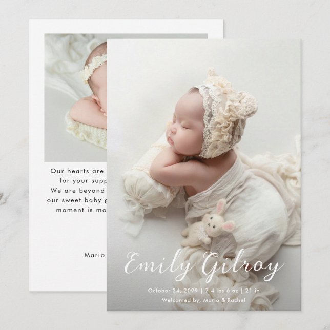 Budget Modern Newborn Baby Photo Collage Birth Ankündigung (Vorne/Hinten)